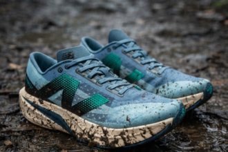 new balance rrunnning shoes in the mud